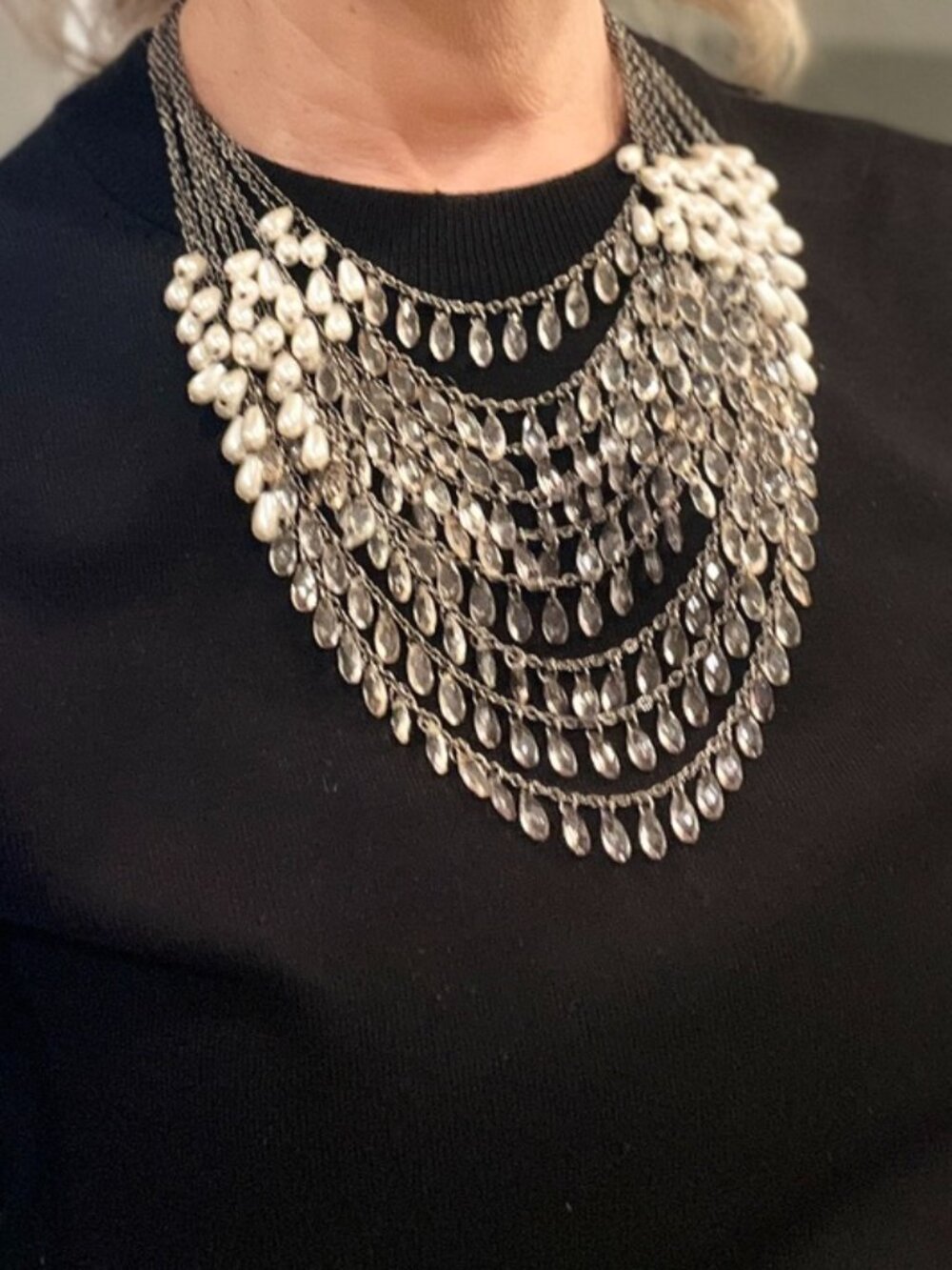 Multi-strand Crystal & Pearl Necklace